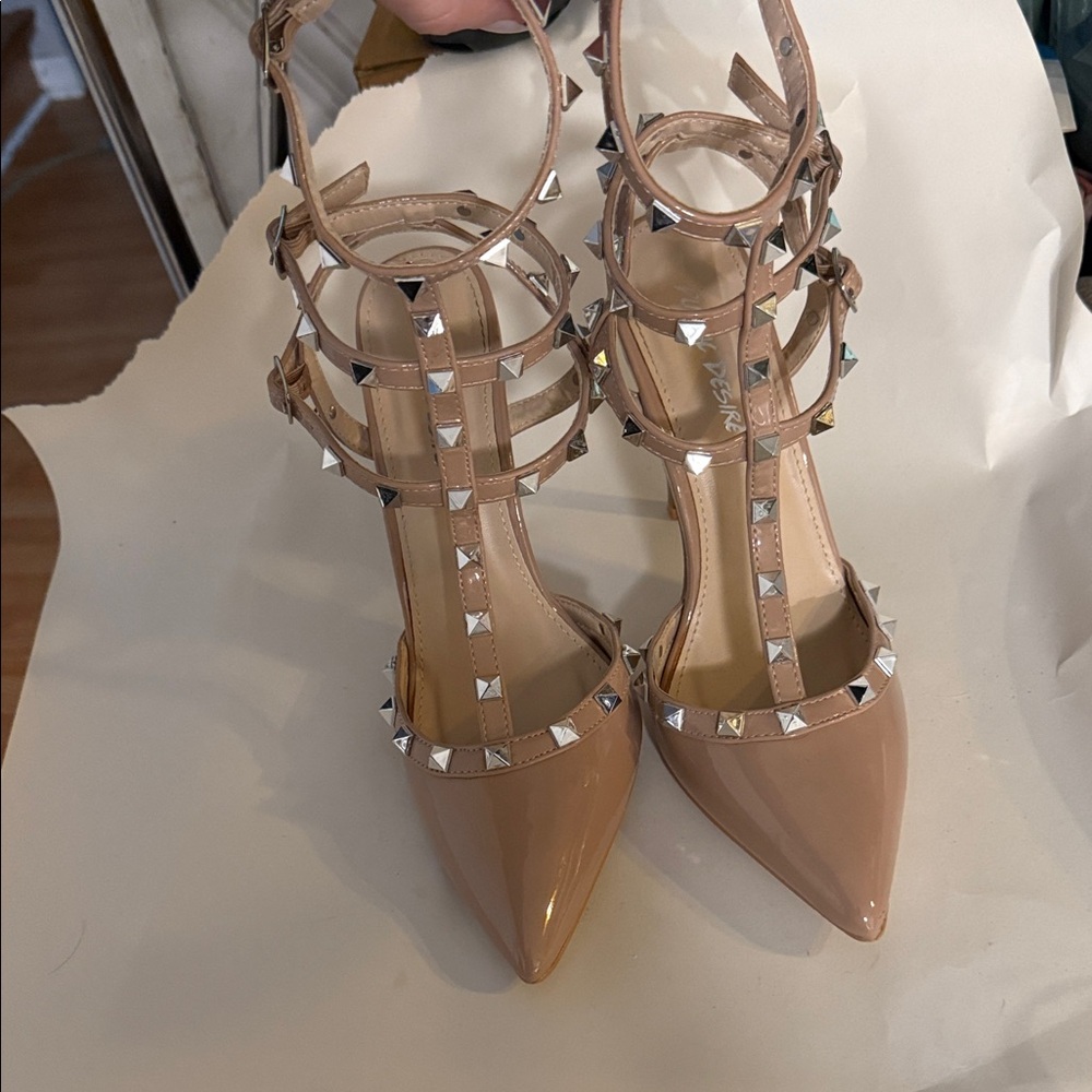 Public Desire Nude Studded Heels